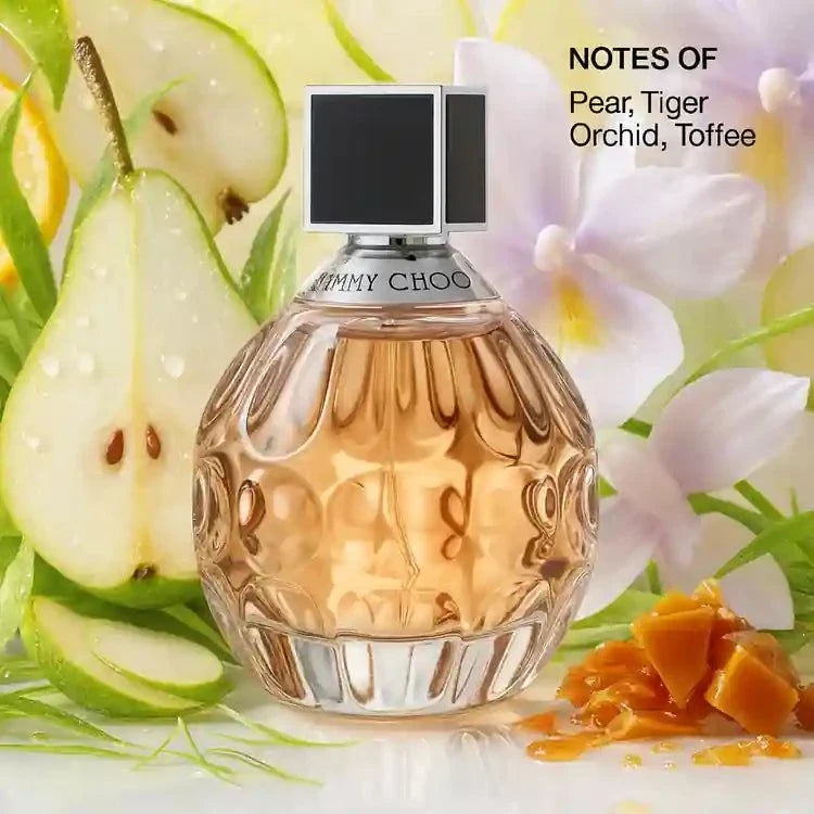 Jimmy Choo Eau De Toilette bottle with fresh fruit and floral fragrance notes