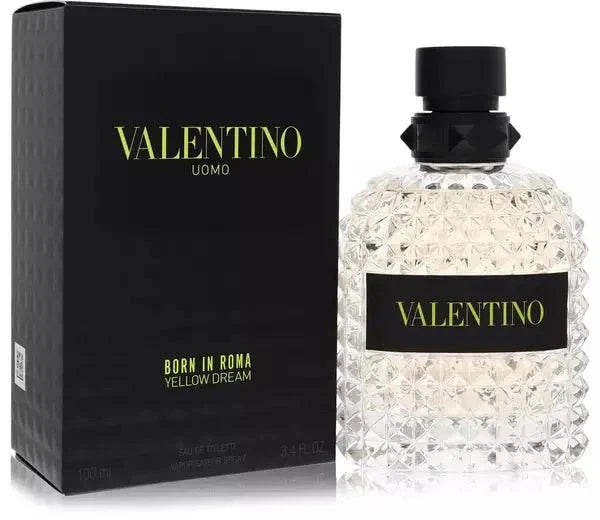 Valentino Uomo Born In Roma Yellow Dream Cologne bottle with citrus and woody fragrance notes
