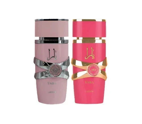 Lattafa Yara and Yara Candy Eau De Parfum bundle with sweet feminine fragrance bottles