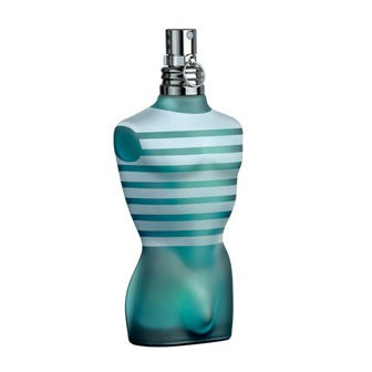 Jean Paul Gaultier Le Male men's fragrance bottle with aromatic amber fougere scent notes of mint, lavender, cinnamon, vanilla, and woods