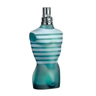 Jean Paul Gaultier Le Male men's fragrance bottle with aromatic amber fougere scent notes of mint, lavender, cinnamon, vanilla, and woods