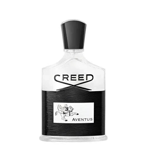 Bottle of Creed Aventus cologne featuring a vibrant blend of pineapple, bergamot, and black currant with woody and musky base notes