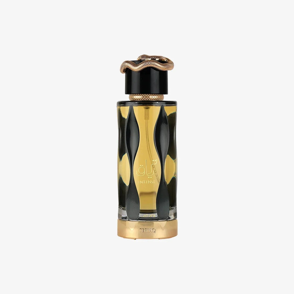 Lattafa Teriaq Intense perfume bottle with amber-spicy fragrance elements and luxurious scent notes
