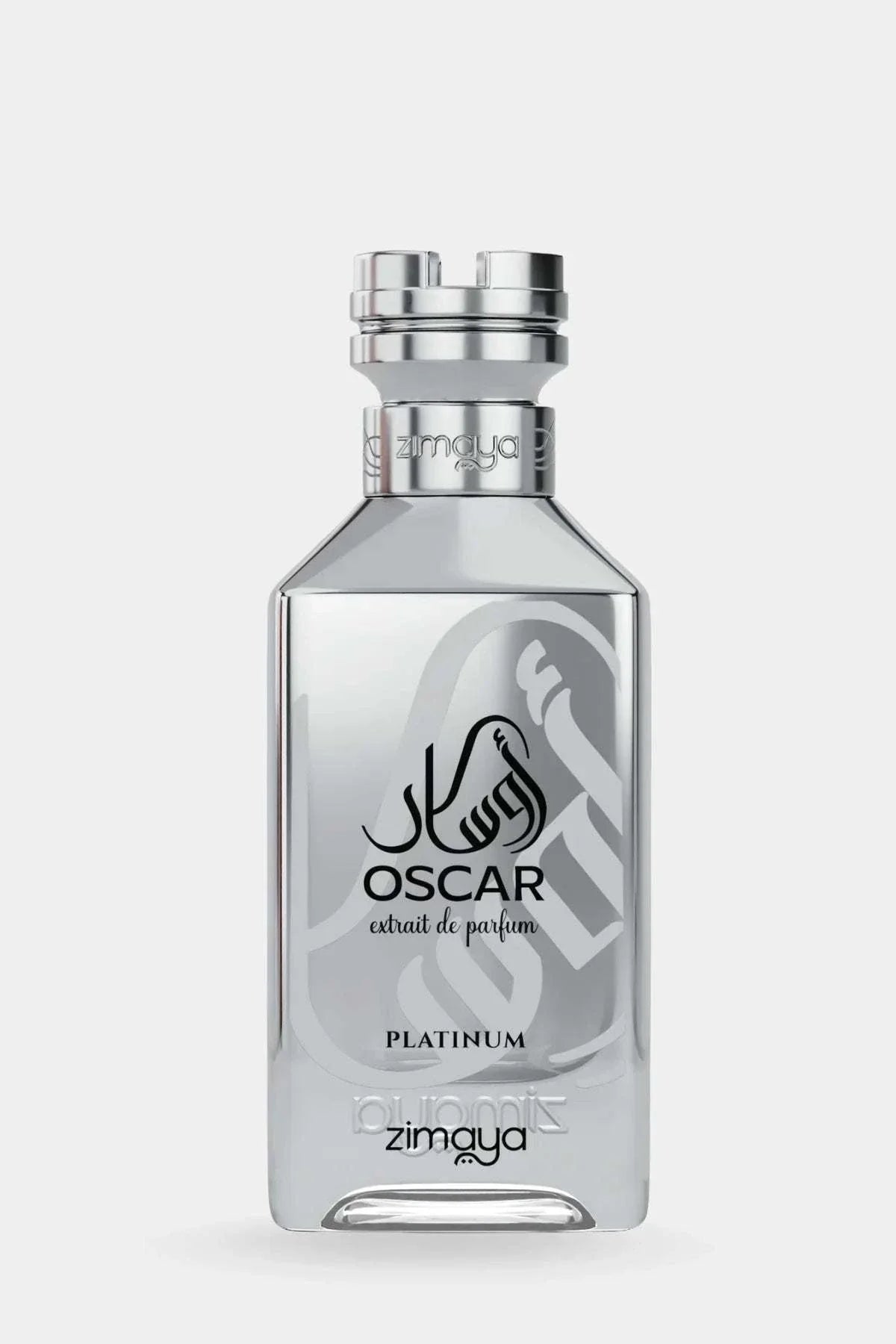 Zimaya Oscar Platinum men's cologne bottle with woody and spicy fragrance notes