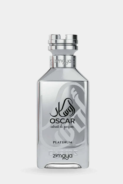 Zimaya Oscar Platinum men's cologne bottle with woody and spicy fragrance notes