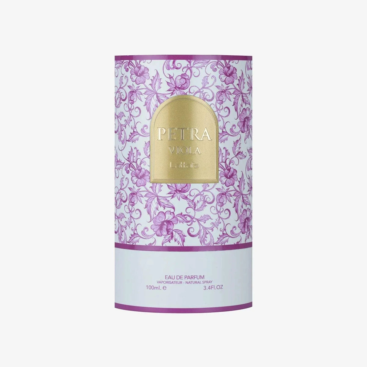 Lattafa Petra Viola perfume bottle with feminine oriental-floral scent notes