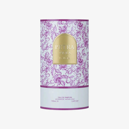 Lattafa Petra Viola perfume bottle with feminine oriental-floral scent notes