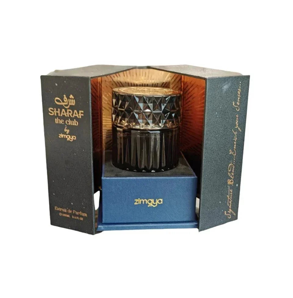 Zimaya Sharaf The Club mens cologne bottle with fresh fruity and woody fragrance notes