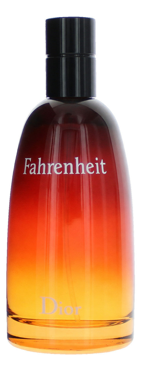 Christian Dior Fahrenheit men's fragrance bottle with citrus, violet, wood, and leather notes packaging