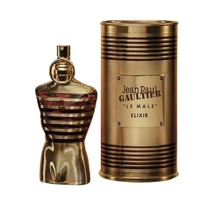 Jean Paul Gaultier Le Male Elixir men's perfume bottle with amber fougere fragrance notes