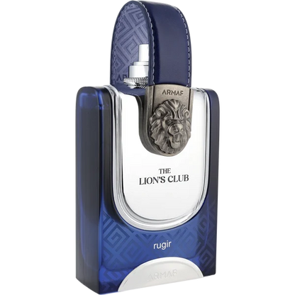 Bottle of Armaf The Lion's Club Rugir perfume with oriental-floral notes including apple, lavender, vanilla, and sandalwood