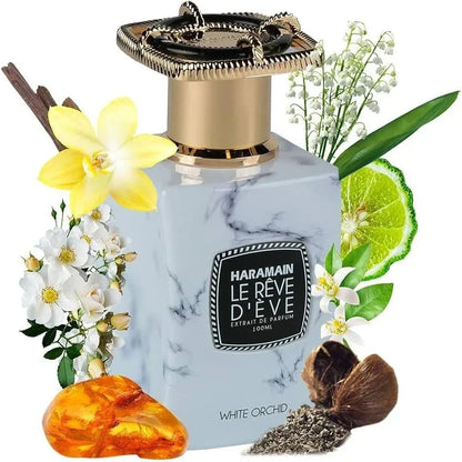 Al Haramain Le Reve D'eve White Orchid women's fragrance bottle with fresh white floral scent and elegant packaging
