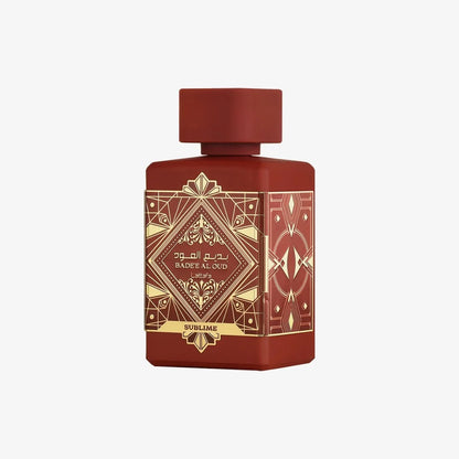 Lattafa Badee Al Oud Sublime fragrance bottle with fruity and woody aromatic notes