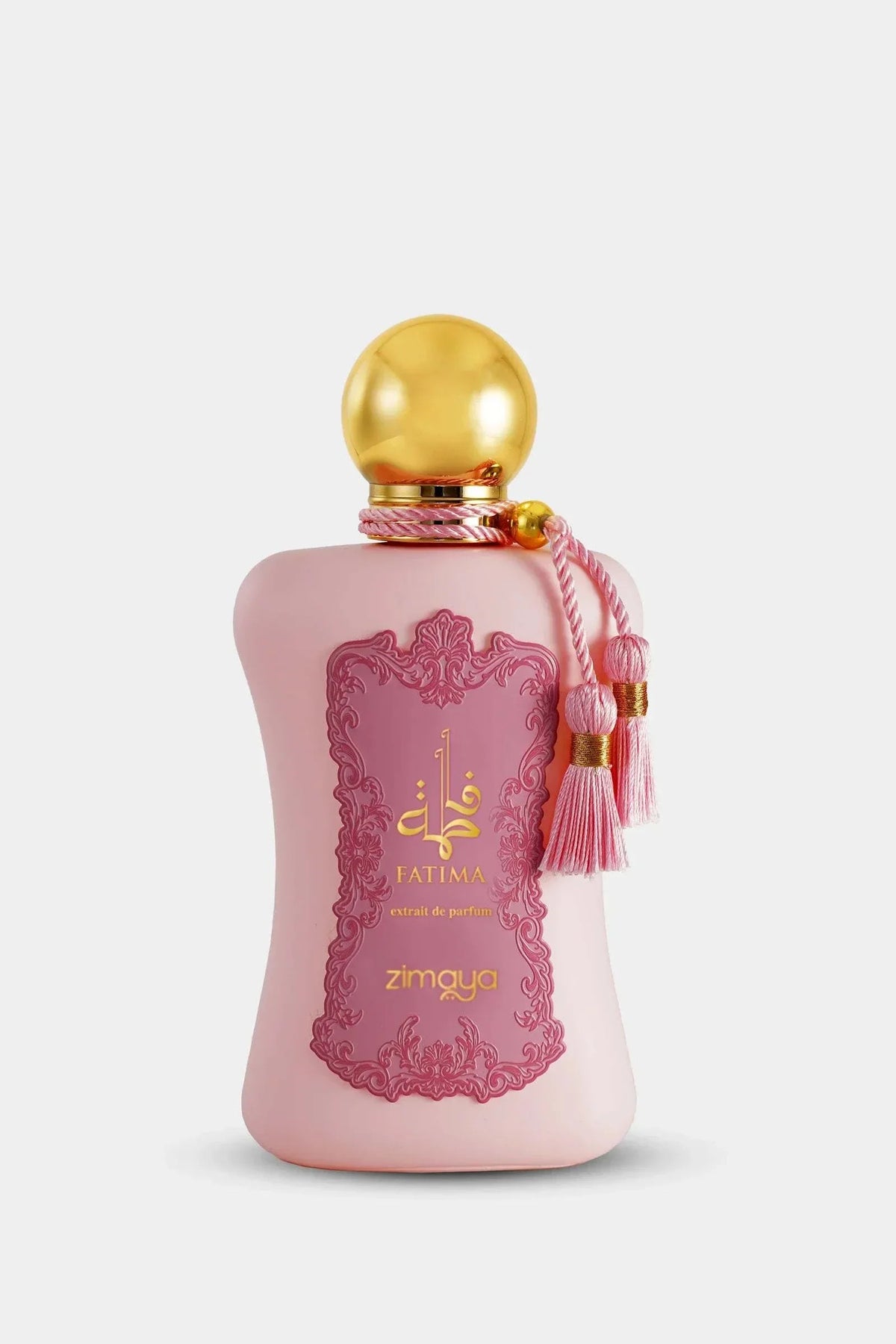 Zimaya Fatima Pink Eau de Parfum bottle with floral and fruity fragrance notes