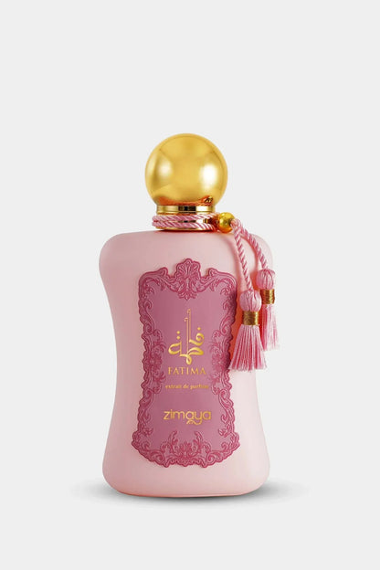 Zimaya Fatima Pink Eau de Parfum bottle with floral and fruity fragrance notes