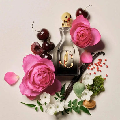 Jimmy Choo I Want Choo Forever women's floral fruity gourmand fragrance bottle and packaging