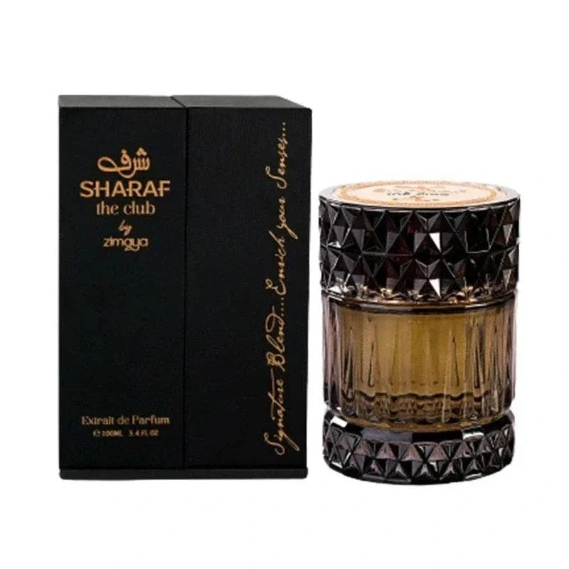 Zimaya Sharaf The Club men's cologne bottle with fresh fruity and woody fragrance notes