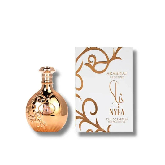 Arabiyat Prestige Nyla fragrance bottle with tropical and floral accents, 100ml Eau de Parfum