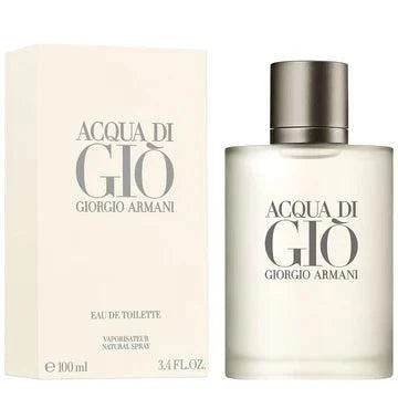 Giorgio Armani Acqua Di Gio men's fragrance bottle with fresh aquatic notes and woody base