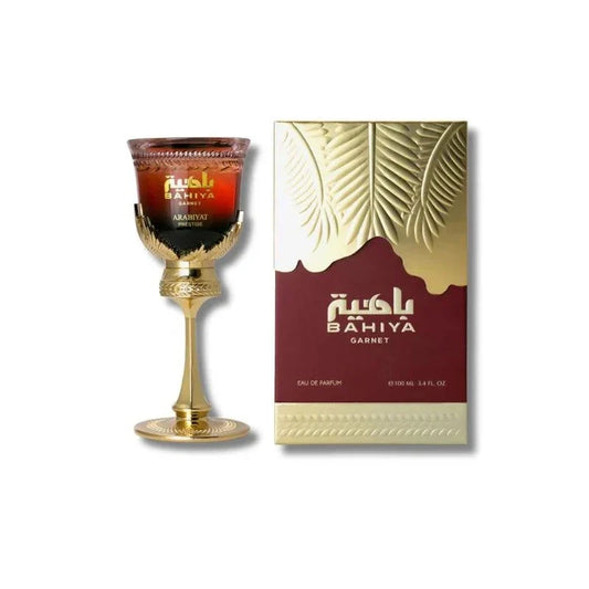 Arabiyat Prestige Bahiya Garnet women's amber fruity eau de parfum bottle with tropical and floral notes