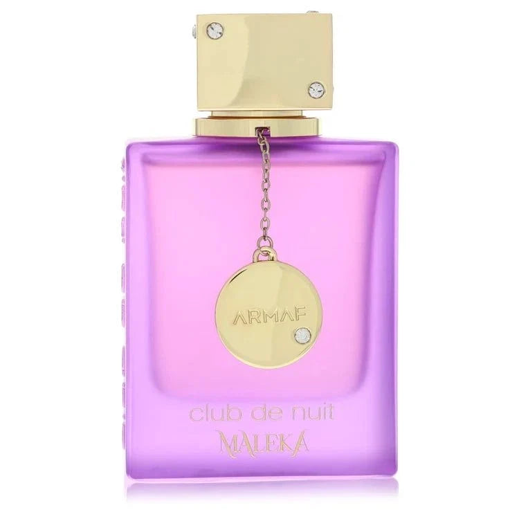 Bottle of Armaf Club De Nuit Maleka floral-fruity perfume with lychee, bergamot, and orris notes