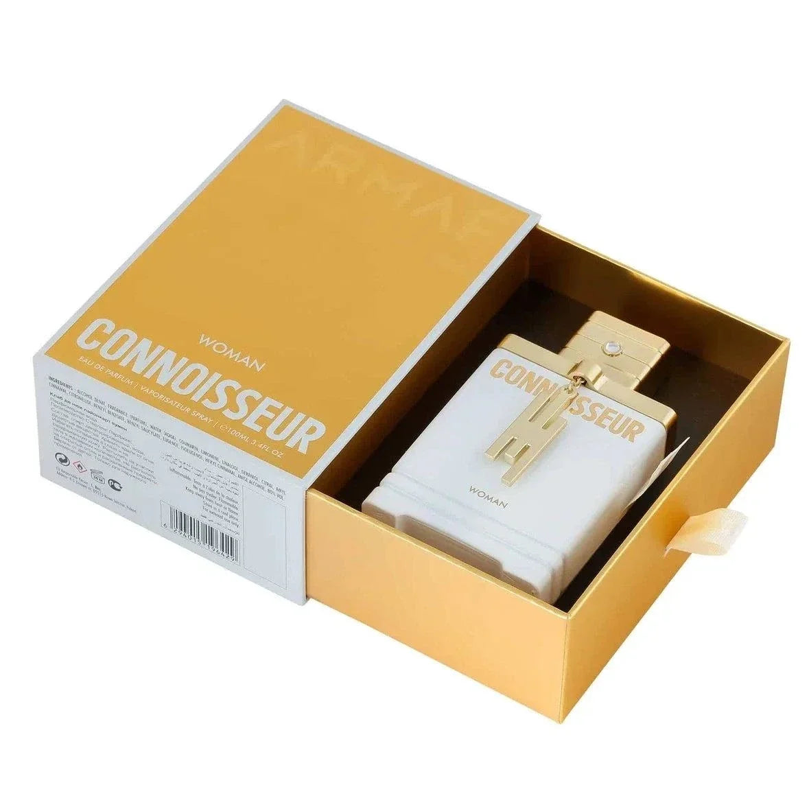 Armaf Connoisseur women's fragrance bottle with citrus floral amber scent packaging