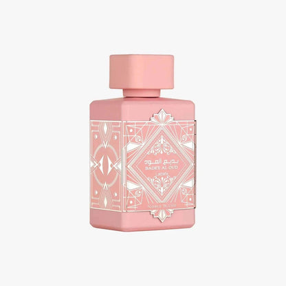 Lattafa Badee Al Oud Noble Blush Eau de Parfum bottle with floral gourmand scent