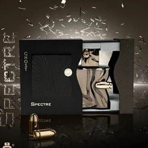 Fragrance World Spectre Ghost Eau De Parfum bottle with fresh citrus, spicy and woody notes packaging